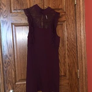 Short Maroon Free People Cotton Dress